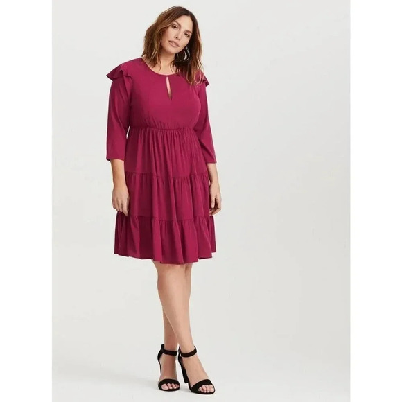 torrid Dresses & Skirts - Torrid Wine Challis Tier Skater  Dress